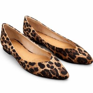 Corso Como Satin Leopard Print Pointed Toe Flats 6.5
